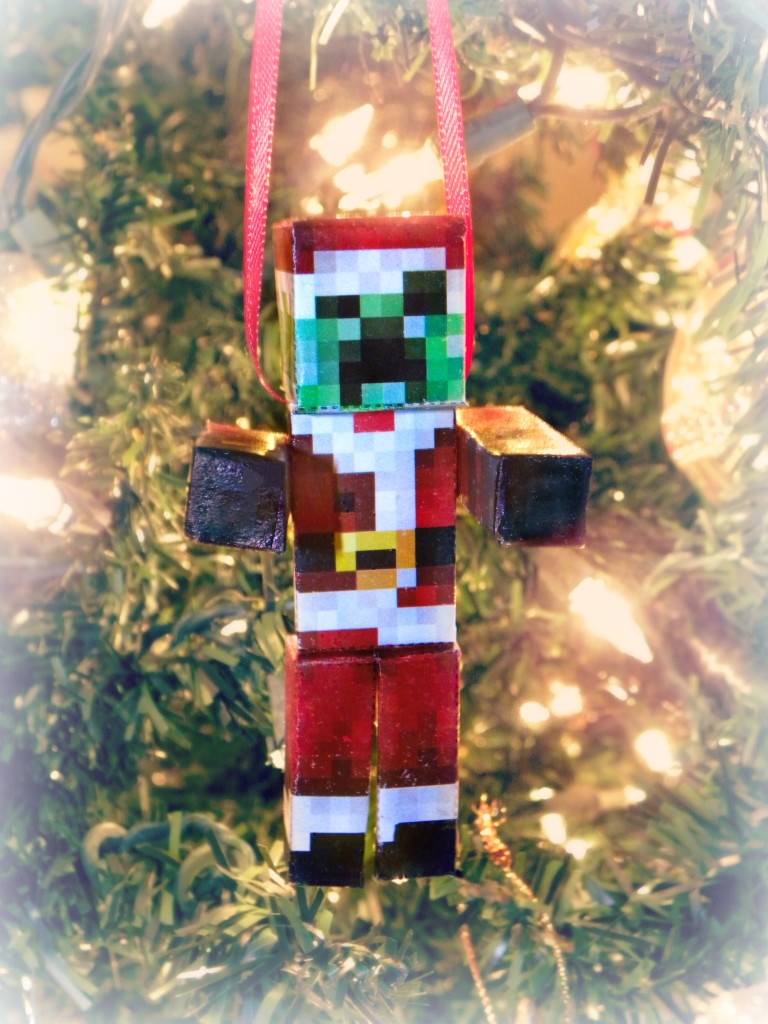 Easy DIY Minecraft Creeper Santa Ornament | KerryAnnMorgan.com