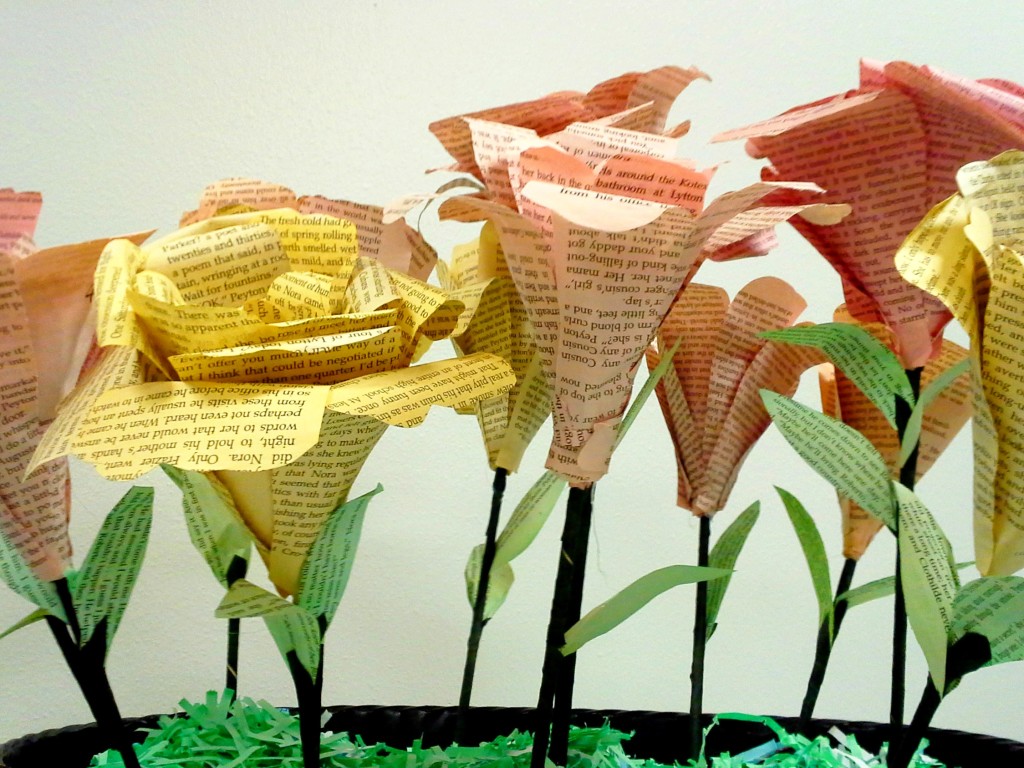 large book flowers, side view